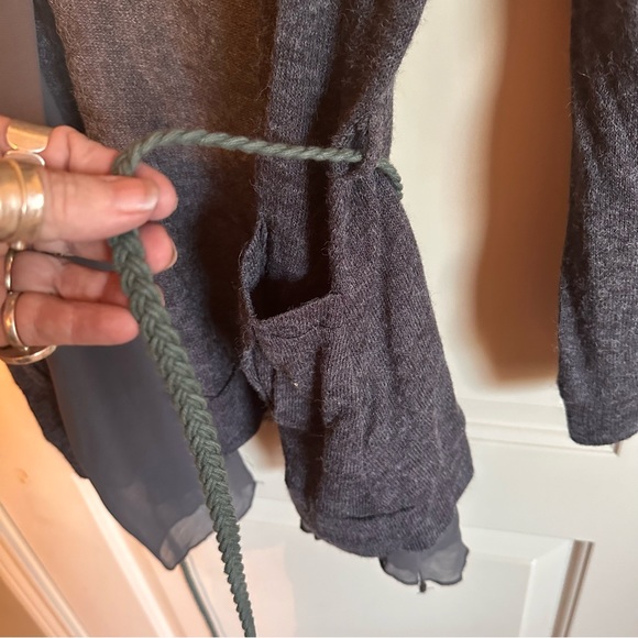 Bluebird Size L dark grey cardigan with sheer around edges - Picture 4 of 7